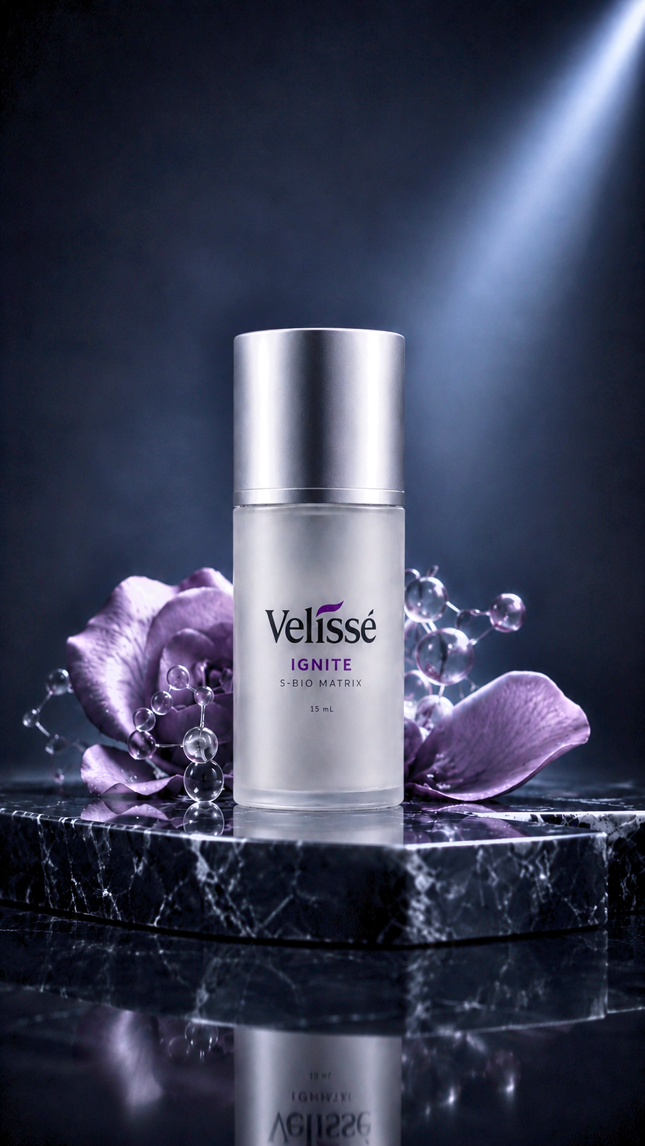 Velissé Ignite S-Bio Matrix product with purple flower